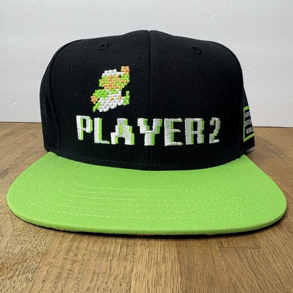 Super Nintendo World Player 2 Luigi Hat Universal Studios Black‎ Green Cap NWT